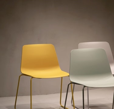 Three colored chairs